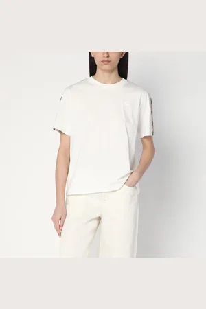 Burberry T-shirt bianca con banda con motivo Check