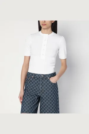 Gucci T-shirt bianca a costine in cotone