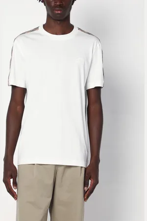 Burberry T-shirt bianca con banda con motivo Check