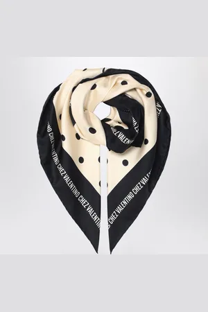 VALENTINO GARAVANI Foulard in seta a pois avorio/nero