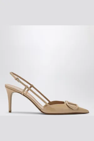 VALENTINO GARAVANI Slingback Vlogo in pelle color sabbia