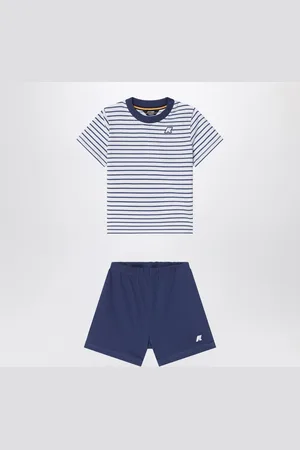 K-Way Completo due pezzi blu a righe in cotone