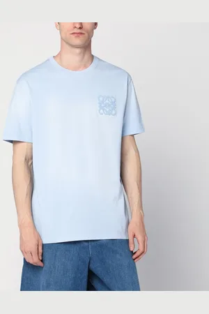 Loewe T-shirt celeste con ricamo Anagram in spugna