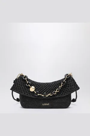 Loewe Borsa Ola media nera in rafia