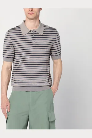 Loewe Polo grigia a righe blu in misto cotone