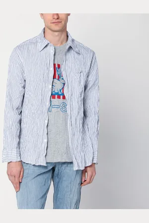 Bottega Veneta Camicia a righe in cotone froissé