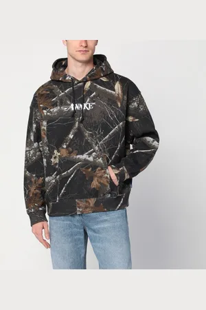 AWAKE NY Felpa con stampa marrone in cotone con logo