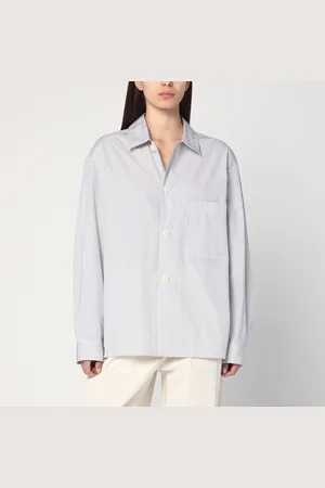 LEMAIRE Camicia color crema a righe in cotone