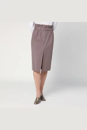 DRIES VAN NOTEN Gonna taupe in cotone con cintura