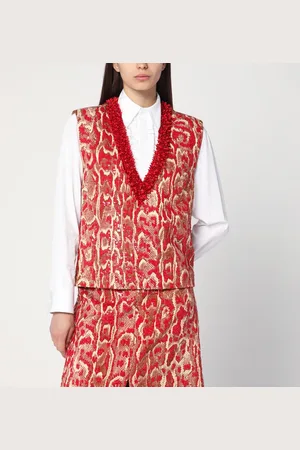 DRIES VAN NOTEN Top smanicato con ricami in paillettes