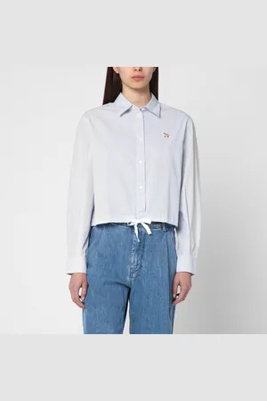 Maison Kitsuné Camicia con coulisse a righe con patch logo