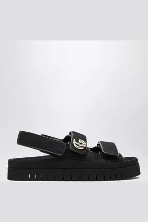 Gucci Sandali in tessuto GG nero con Doppia G