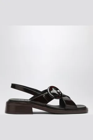 Prada Sandali in pelle spazzolata con fibbia color bruciato