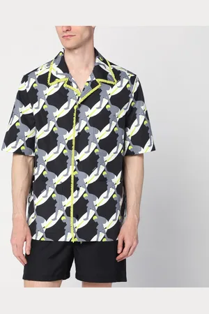 Gucci Camicia con stampa nera/grigia/bianca in cotone