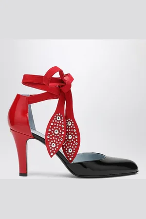VALENTINO GARAVANI Décolleté Foliefoliage nero e rosso