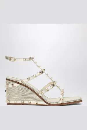 VALENTINO GARAVANI Sandalo zeppa Rockstud color platino