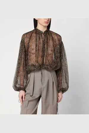Saint Laurent Camicia semitrasparente con stampa Paisley
