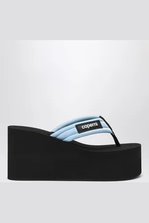 COPERNI Sandalo zeppa nero e azzurro con logo