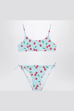 MC2 SAINT BARTH Bikini bralette con motivo Vichy e ciliegie