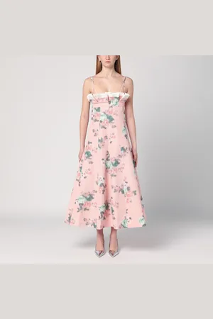Philosophy Abito longuette rosa in taffetà con ruches