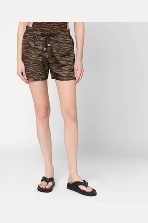 The Attico Short zebrato kaki/marrone in nylon