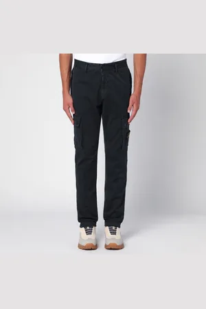 Stone Island Pantalone nero in cotone con logo