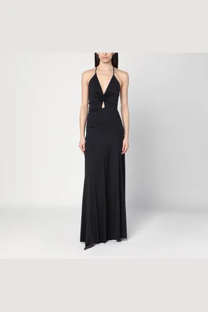 Victoria Beckham Abito lungo nero con arricciatura