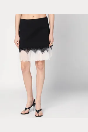 Alexander McQueen Mini gonna con pizzo ragnatela nero/avorio