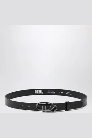 Diesel Cintura nera in pelle con fibbia Oval D
