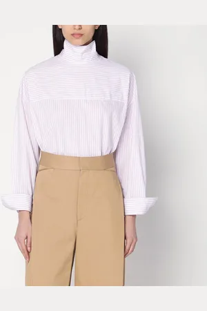 Victoria Beckham Camicia a righe lilla/bianca in cotone organico