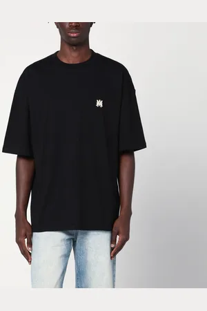 AMIRI T-shirt nera in cotone con patch logo