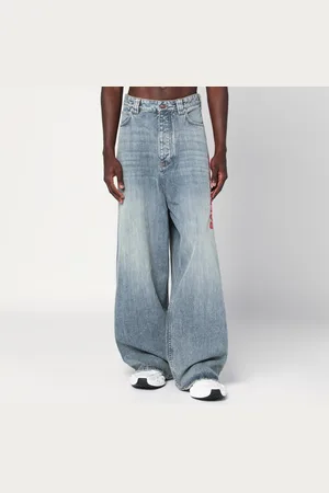 Balenciaga Jeans baggy blu chiaro slavato con logo
