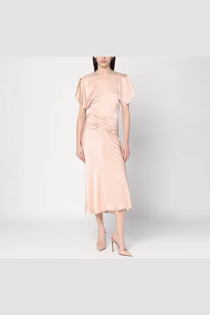 Victoria Beckham Abito rosa chiaro damascato con arricciatura
