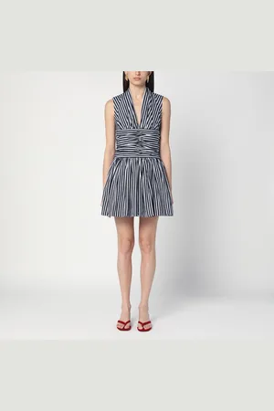 Patou Mini abito a righe bianche/blu navy