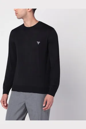 Prada Maglia nera in lana con logo