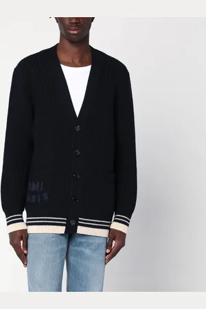 Ami Cardigan blu navy in maglia di lana