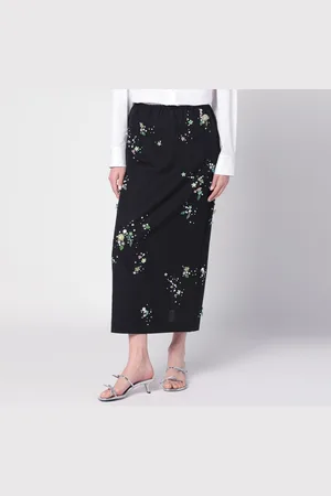 Bernadette Gonna Miriam Embroidered nera in misto lino