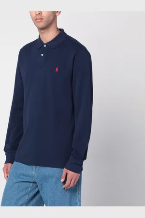 Ralph Lauren Polo blu in cotone Custom Slim-Fit