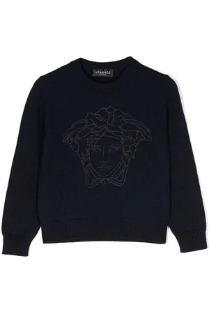 VERSACE Maglione in lana vergine navy