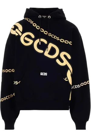 GCDS Felpa stampa logo nera e gialla