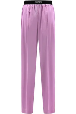 Tom Ford Pantaloni in seta con cintura in velluto