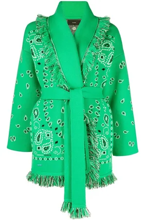 Alanui Cardigan bandana verde flash con cintura