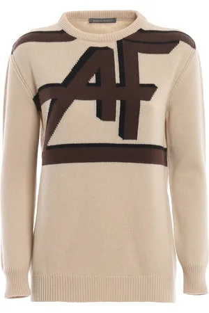 Alberta Ferretti Pull in lana e cashmere con logo intarsiato