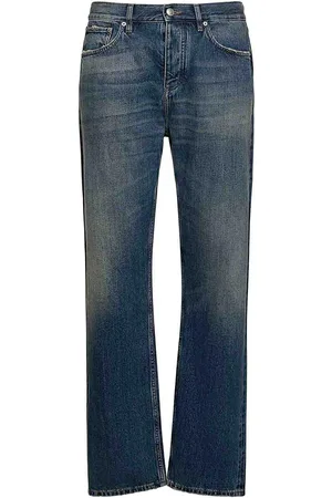 Burberry Jeans in cotone con patch logo in pelle