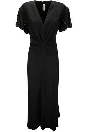 Victoria Beckham Vestito midi arricciato con scollo a V
