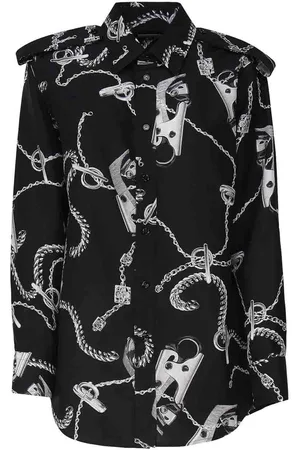 Burberry Camicia In Seta Con Fantasia Cavaliere