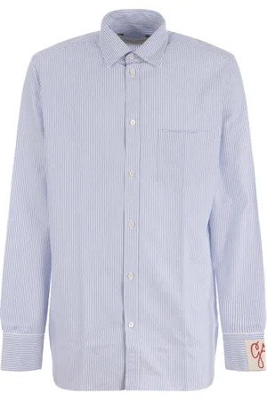 Golden Goose Camicia in cotone a righe con logo e taschino