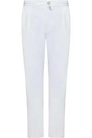 Kiton Pantaloni bianchi a gamba affusolata