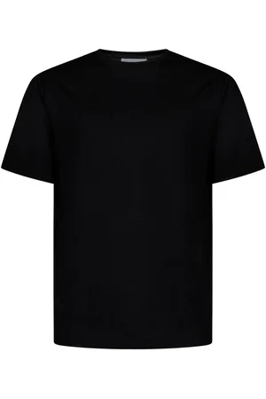 LARDINI T-shirt nera in lana e lyocell