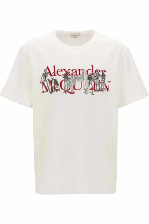 Alexander McQueen T-shirt con stampa logo ricamato